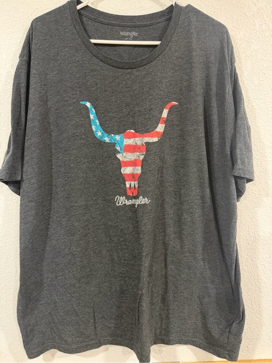 Wrangler Other - Wrangler Charcoal Short-Sleeve Tee with American Flag Longhorn